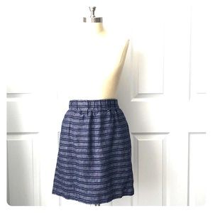 Ann Taylor LOFT Navy Striped Linen Skirt Size L